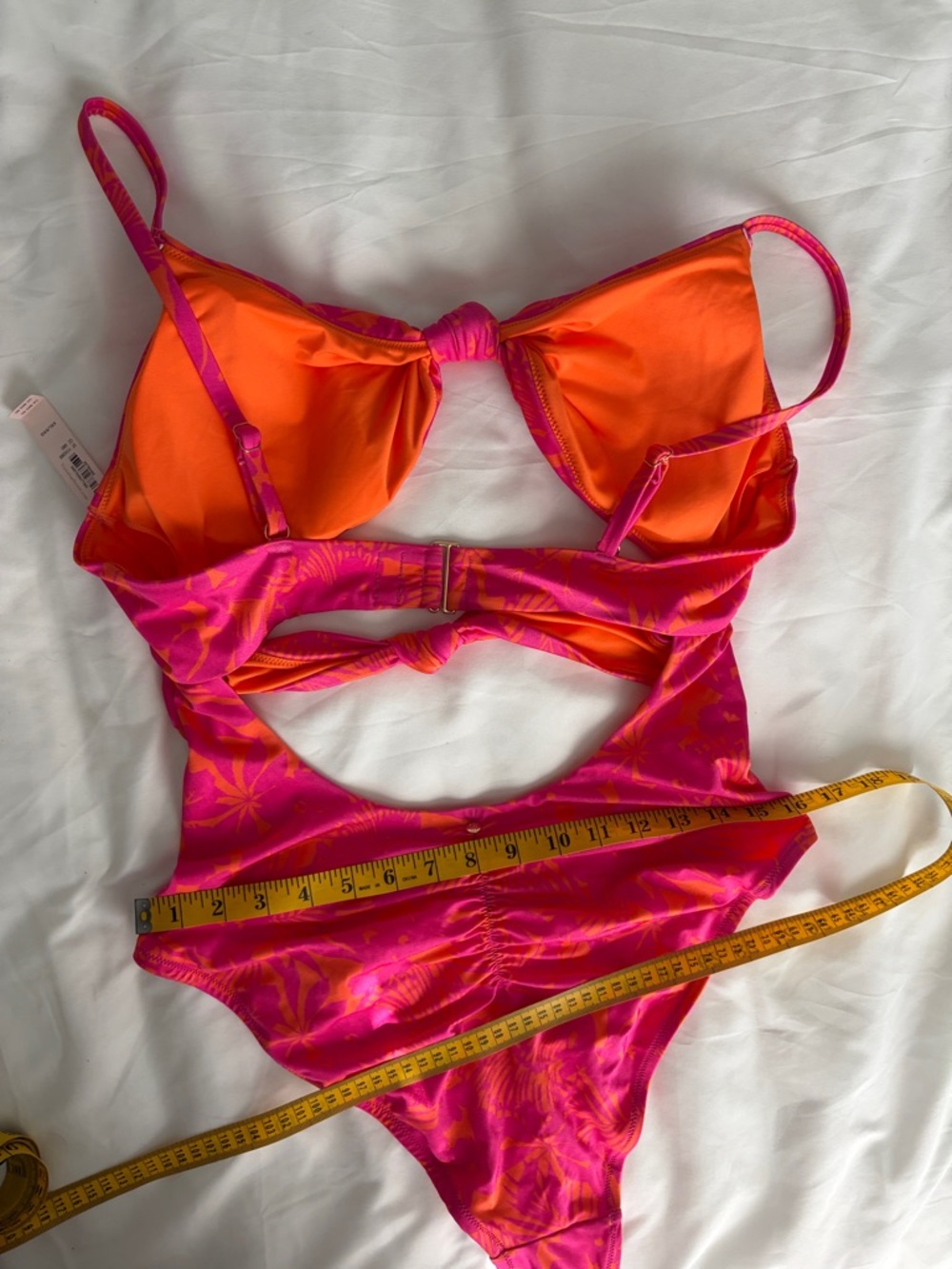 NWT Victoria’s Secret Hot Pink / Orange Floral Cut-Out One-Piece Swimsuit - Picture 11 of 13